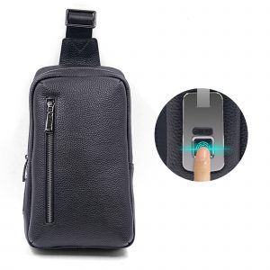 hosma herren umhängetasche mit fingerabdruck schloss – echtleder, usb c anschluss, wasserfest