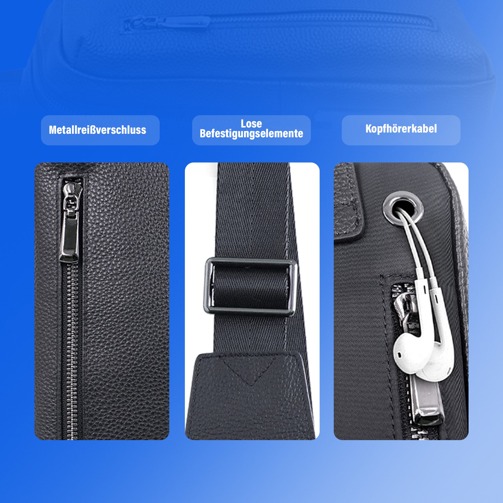 hosma herren umhängetasche mit fingerabdruck schloss – echtleder, usb c anschluss, wasserfest