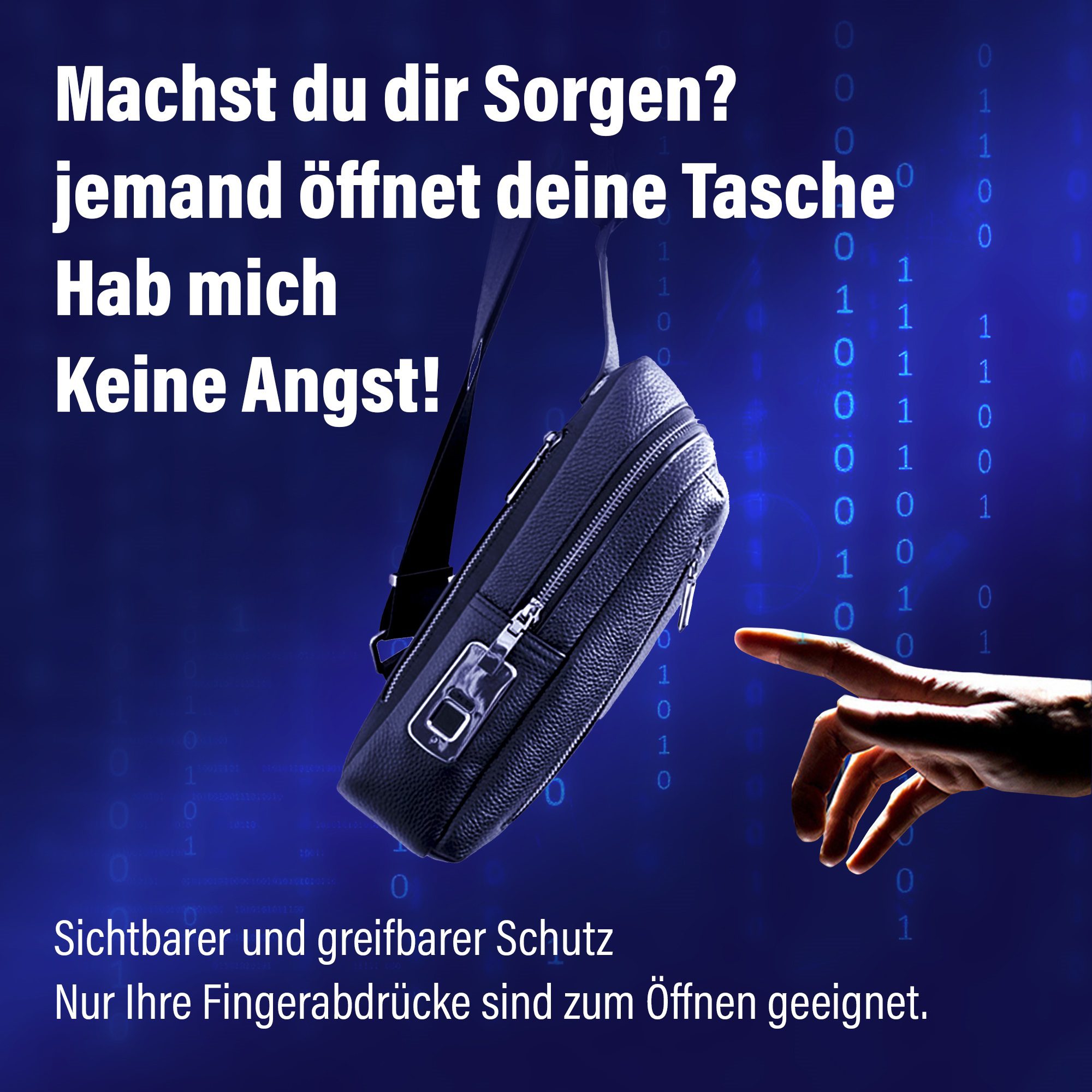 hosma herren umhängetasche & schultertasche mit sicherem fingerabdruck schloss – echtleder, usb c anschluss, diebstahlsicher & wasserfest