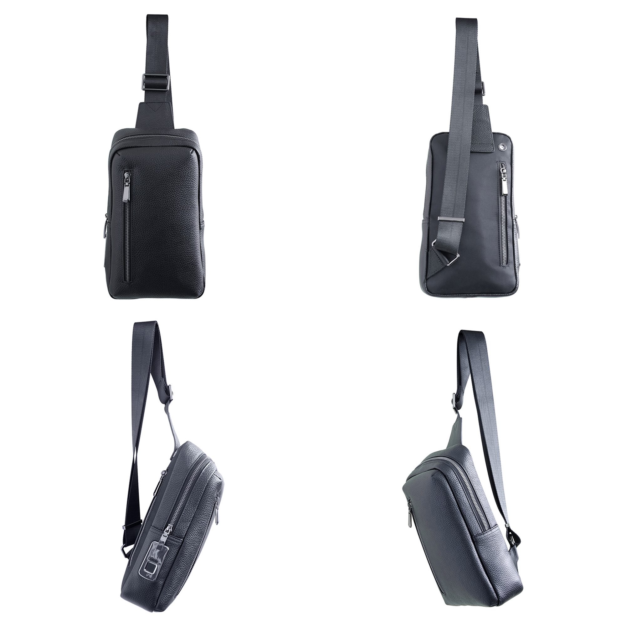 hosma herren umhängetasche & schultertasche mit sicherem fingerabdruck schloss – echtleder, usb c anschluss, diebstahlsicher & wasserfest