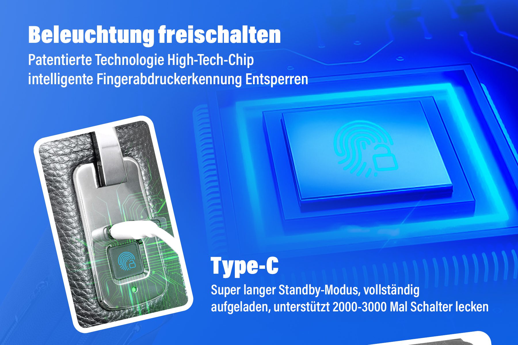 hosma herren umhängetasche mit fingerabdruck schloss – echtleder, usb c anschluss, wasserfest